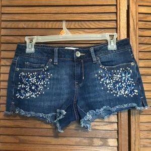 Aeropostale Jean shorts with beading detail.